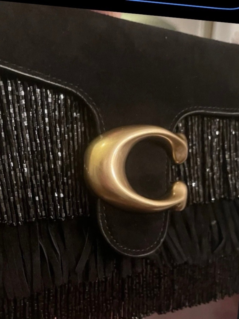Sale !!! Coach Crystal Beaded Fringe Black Suede Tabby NWT - Picture 4 of 12